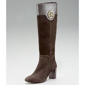 TORY BURCH brown suede knee-high BOOTS size 6.5